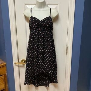 Womens Forever 21 Black Floral Print Spaghetti Strap High Low Dress S.